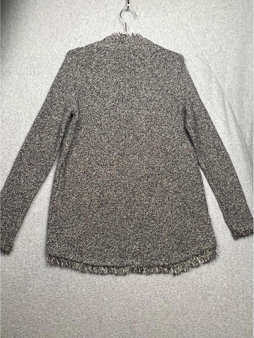 Zara Knit Womens Metallic Distressed Open Front Cardigan Sweater M Chic - Picture 5 of 10